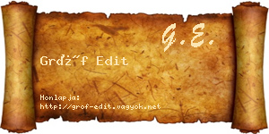 Gróf Edit névjegykártya